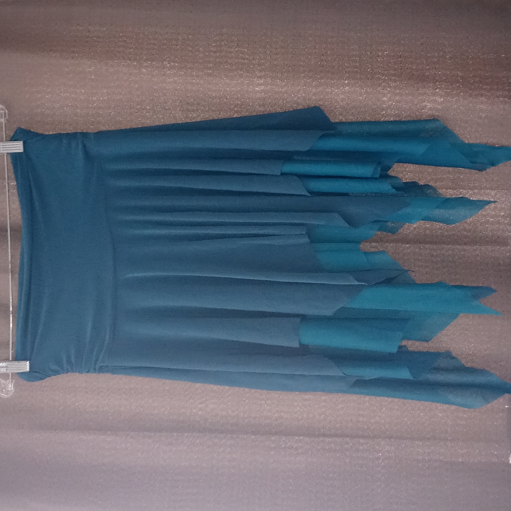 Carolina Teal Tube Top Asymmetrical Blouse